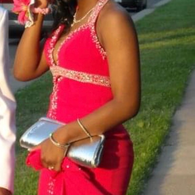 Hot Pink Halter Top Prom Dress, Size 2